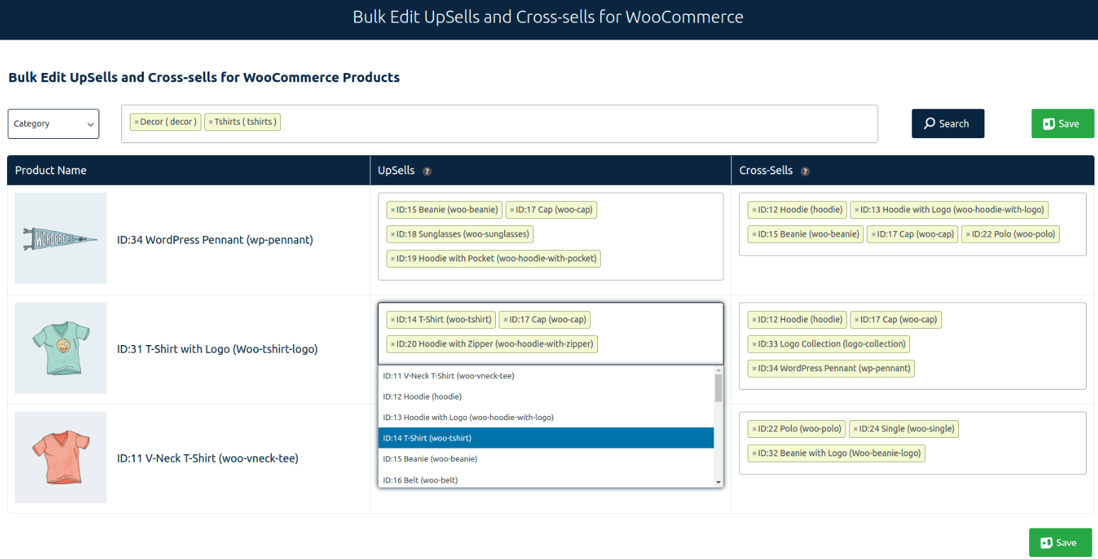 Bulk Edit Upsells and Cross-sells for WooCommerce