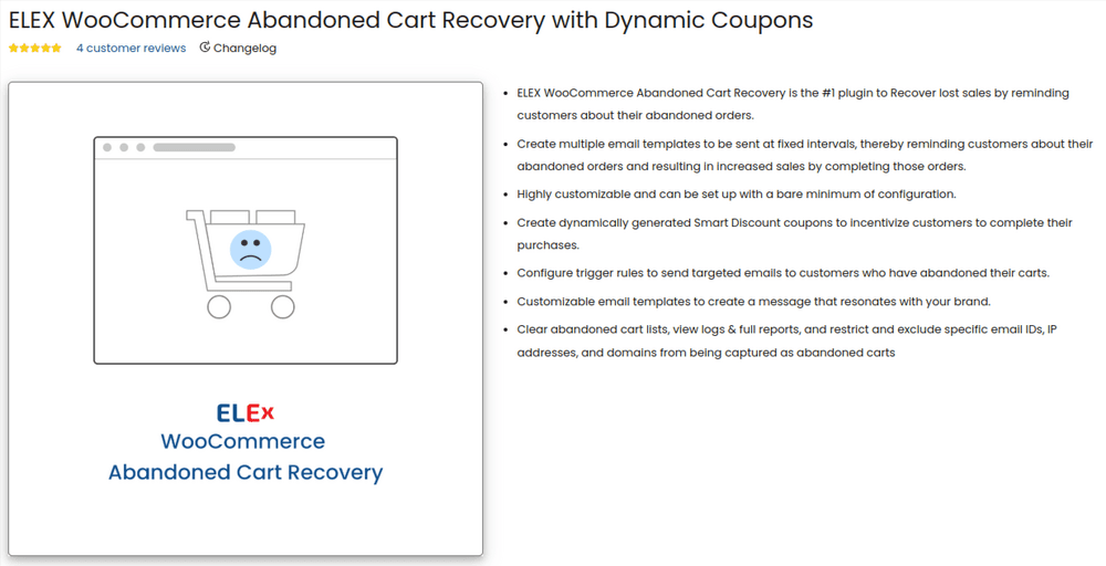 ELEX WooCommerce Abandoned Cart Recovery with Dynamic Coupons ELEXtensions
