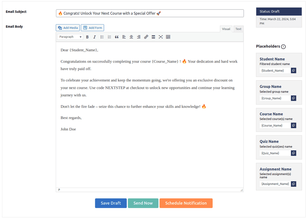 Personalized Email Notification