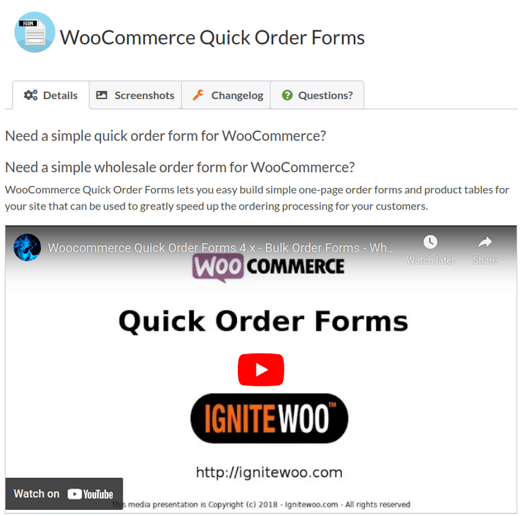 WooCommerce Quick Order Forms