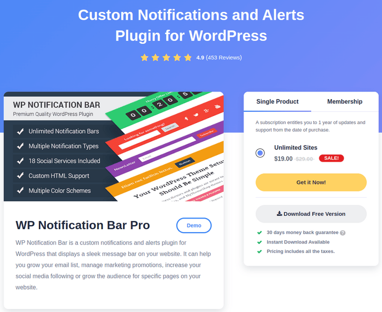 WP Notification Bar Pro